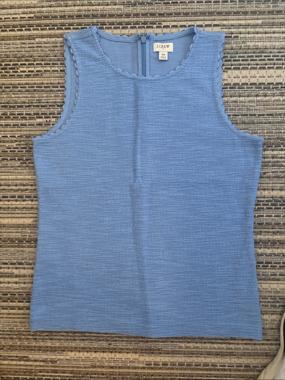 J. Crew Blue Scalloped Neck Tank Top